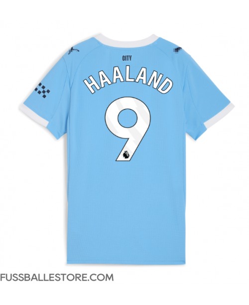 Günstige Manchester City Erling Haaland #9 Heimtrikot Damen 2025-26 Kurzarm Günstige Manchester City Erling Haaland #9 Heimtrikot Damen 2025-26 Kurzarm